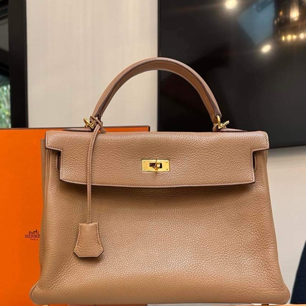 Kelly 32 Retourne Clemence in color Tabac (similar to chai)